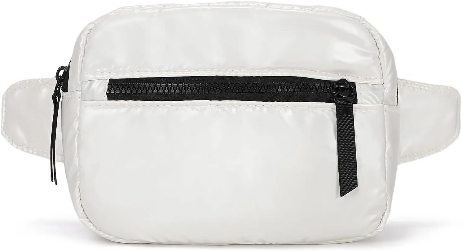 White Quilted Belt Bag for Women, Small White Crossbody Fanny Pack, Everywhere Mini Belt Bags Waist Pack
