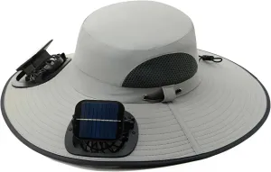 Wide Brim Bucket Hat with Solar Fans – UPF 50  Cooling Sun Hat for Men & Women, Great for Hiking, Fishing, Beach