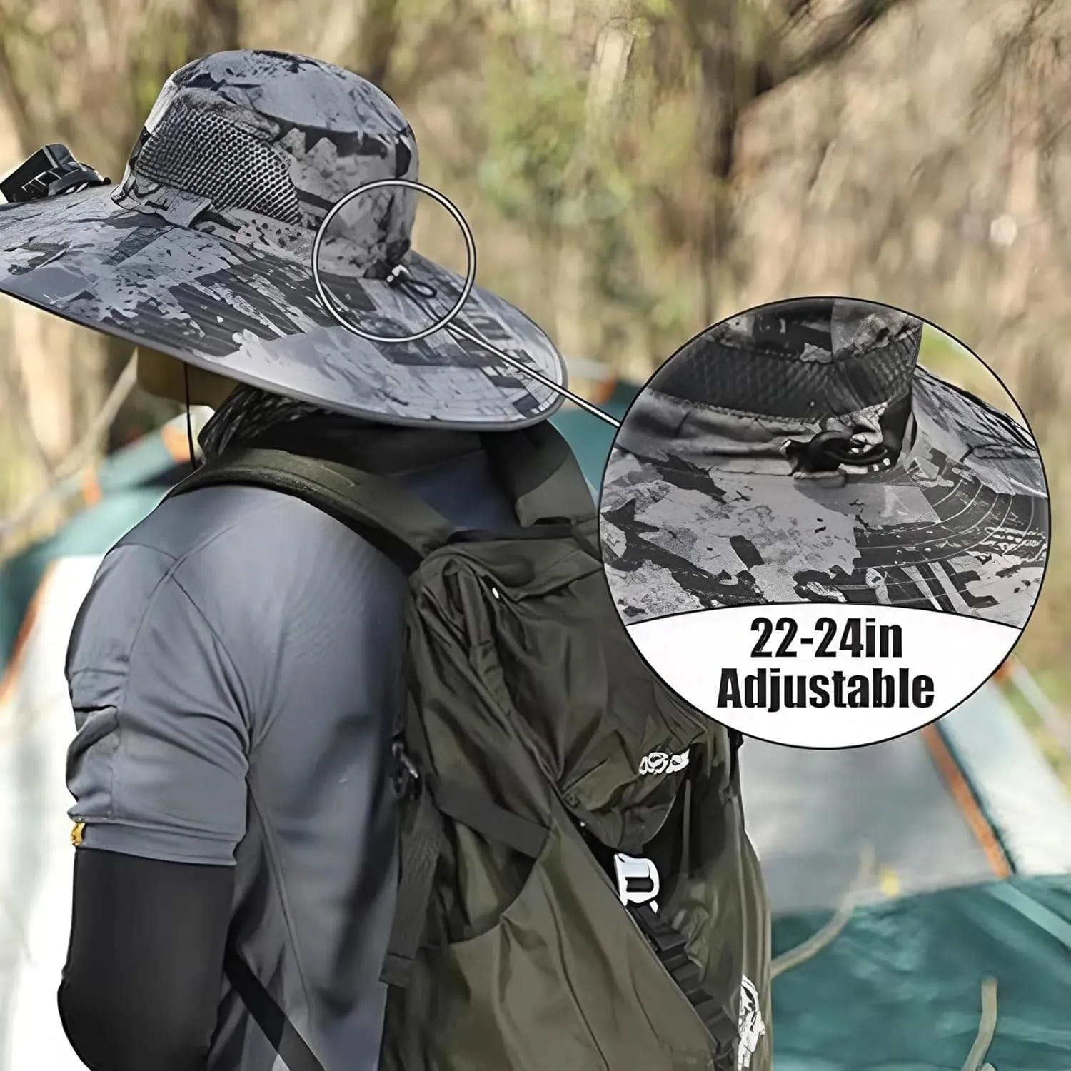 Wide Brim Bucket Hat with Solar Fans – UPF 50  Cooling Sun Hat for Men & Women, Great for Hiking, Fishing, Beach