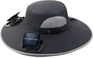 Wide Brim Bucket Hat with Solar Fans – UPF 50  Cooling Sun Hat for Men & Women, Great for Hiking, Fishing, Beach