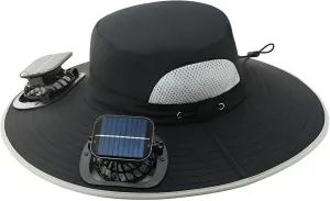 Wide Brim Bucket Hat with Solar Fans – UPF 50  Cooling Sun Hat for Men & Women, Great for Hiking, Fishing, Beach