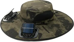 Wide Brim Bucket Hat with Solar Fans – UPF 50  Cooling Sun Hat for Men & Women, Great for Hiking, Fishing, Beach