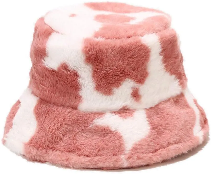 Winter Plush Bucket Hat for Women Warm Soft Faux Fur Fisherman Cap Fuzzy Fluffy Bucket Hats