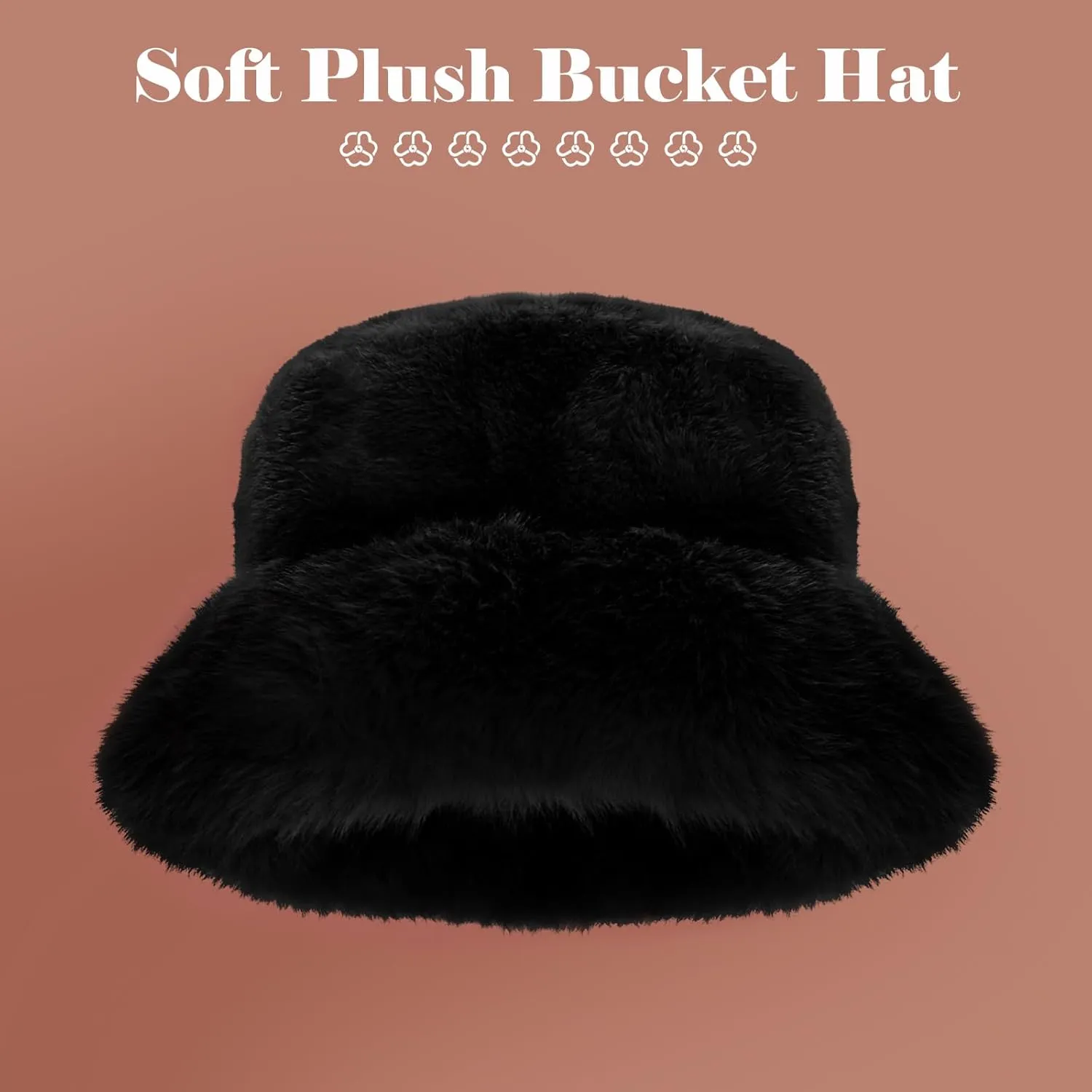 Winter Soft Faux Fur Plush Bucket Hat, Lovely Fuzzy Fisherman Cap, Fashion Outdoor Thick Warm Sun Cap for Women