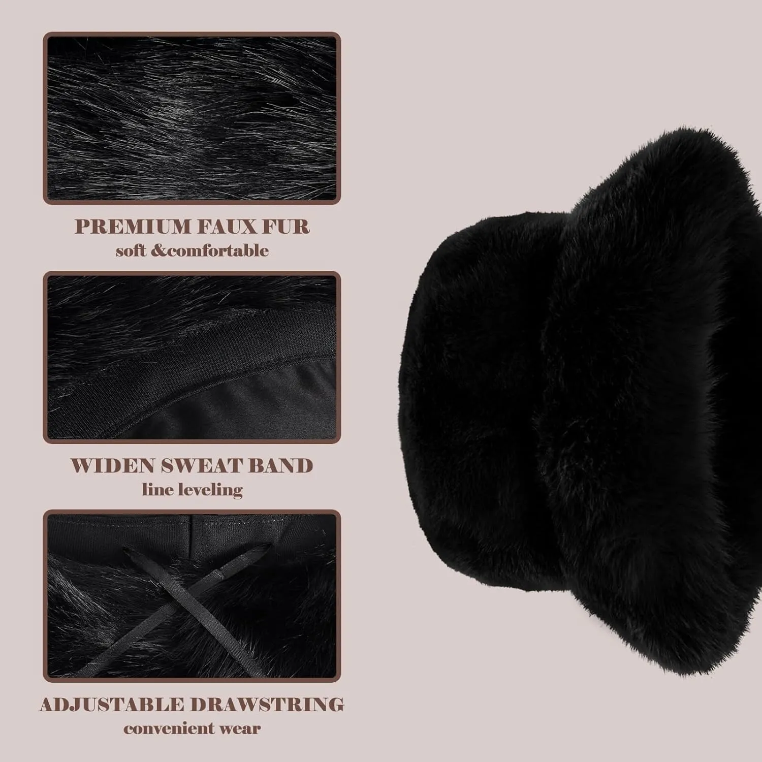 Winter Soft Faux Fur Plush Bucket Hat, Lovely Fuzzy Fisherman Cap, Fashion Outdoor Thick Warm Sun Cap for Women
