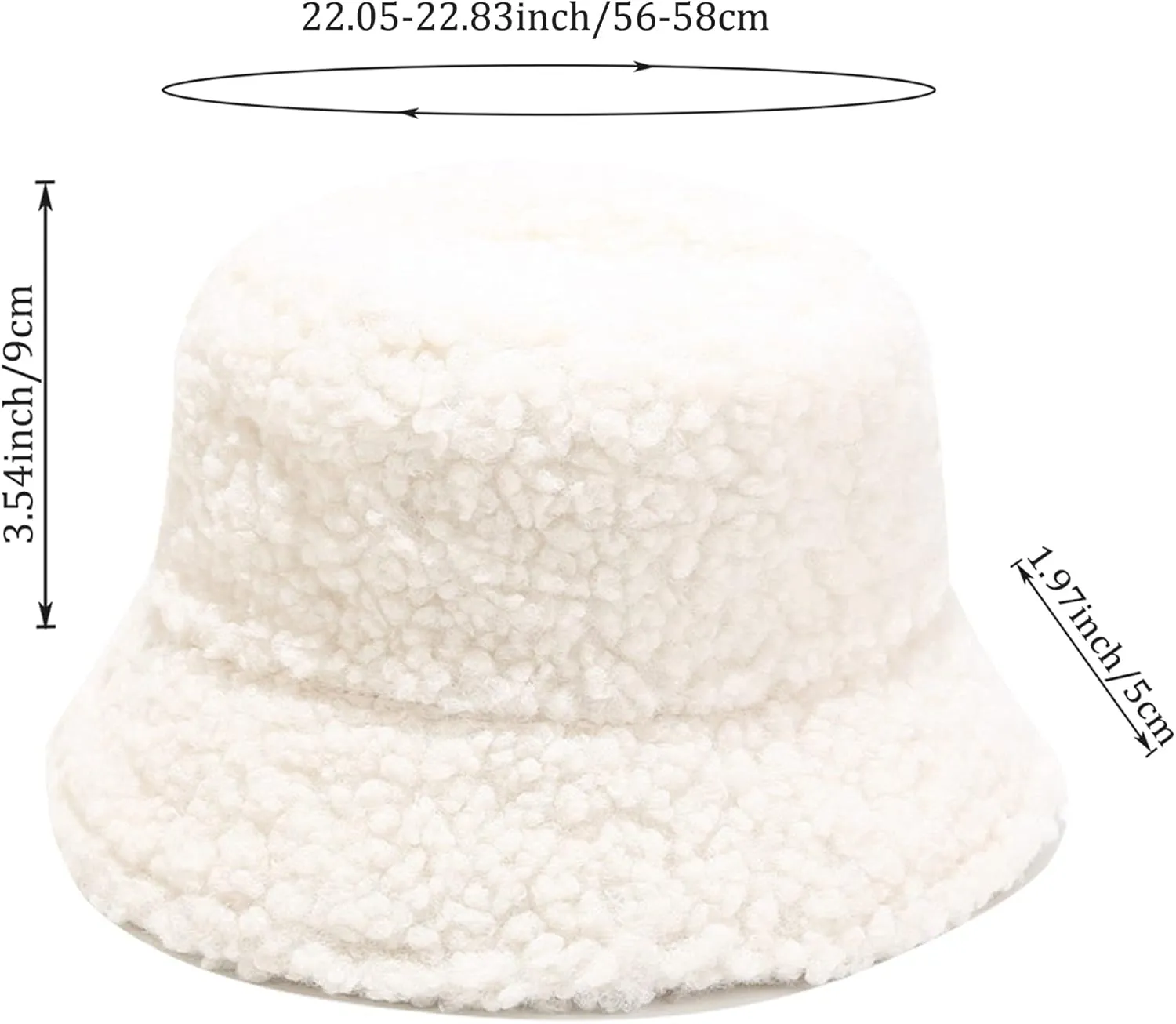 Winter Warm Plush Fuzzy Bucket Hat Faux Fur Shearling Fisherman Hats for Women