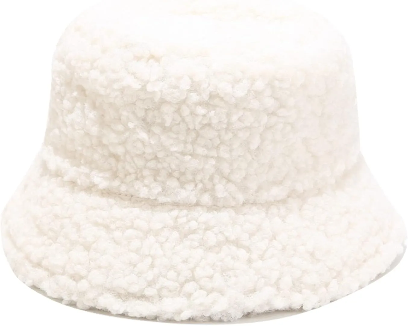 Winter Warm Plush Fuzzy Bucket Hat Faux Fur Shearling Fisherman Hats for Women