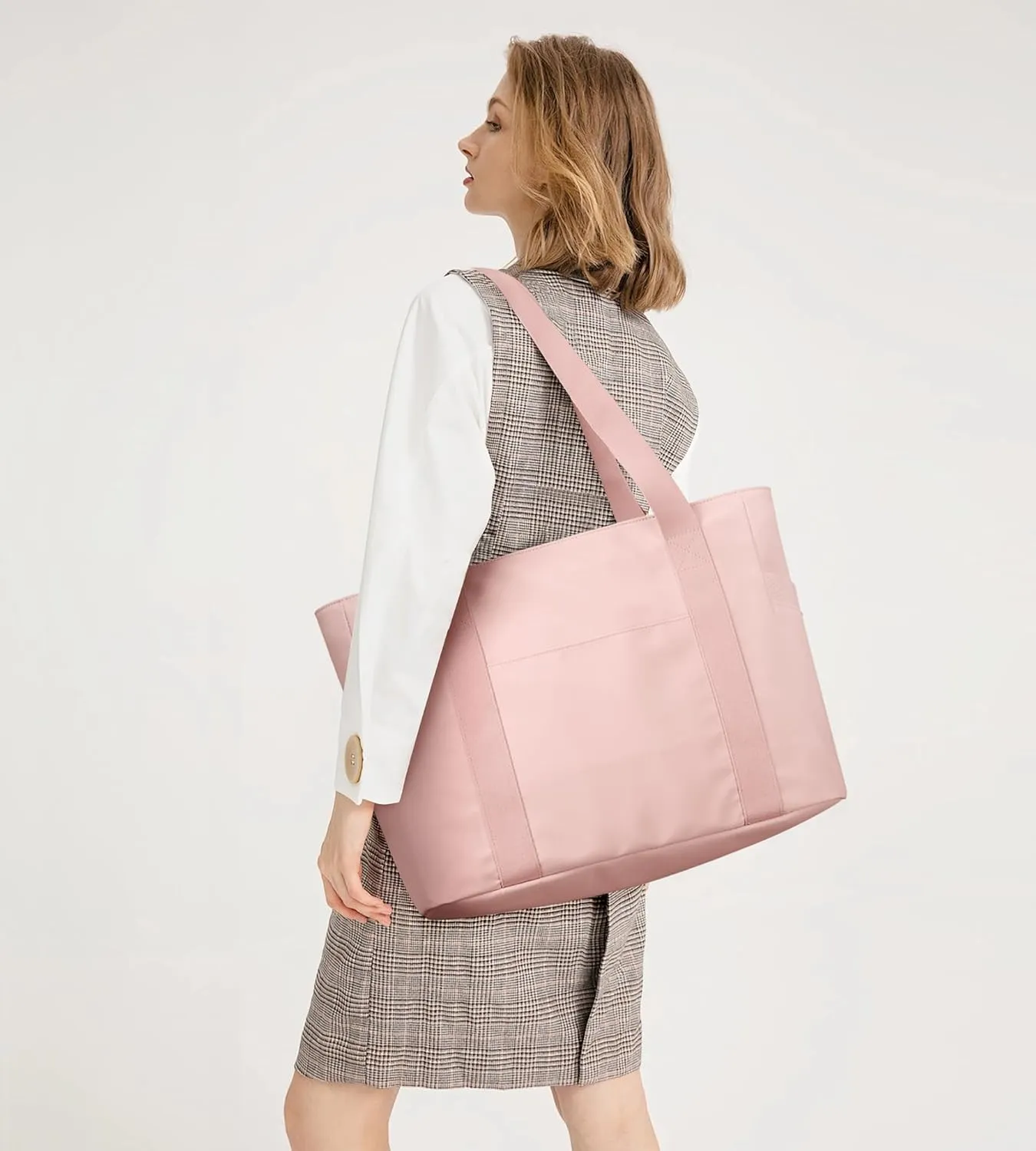 WLLWOO Large Work Tote Bag for Women with 15.6" Laptop Compartment & Trolley Sleeve for Travel Daily Nurse Gym