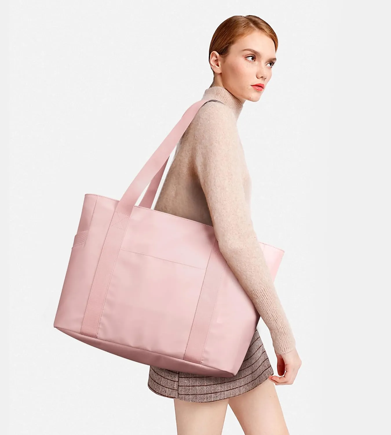WLLWOO Large Work Tote Bag for Women with 15.6" Laptop Compartment & Trolley Sleeve for Travel Daily Nurse Gym