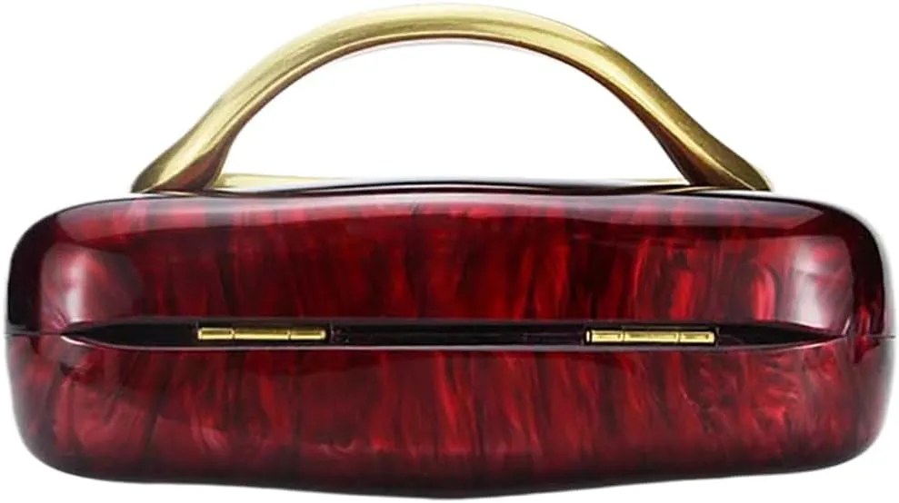 Women Acrylic Clutch Box Metal Handle Evening Bag Trendy Ladies Shoulder Crossbody Purse for Wedding Party Causal