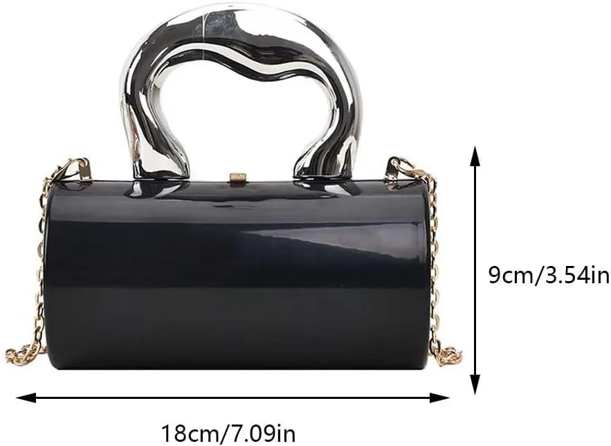 Women Acrylic Evening Barrel-Shaped Purse, Acrylic Clutch Handbag for Wedding Cocktail Party 2024