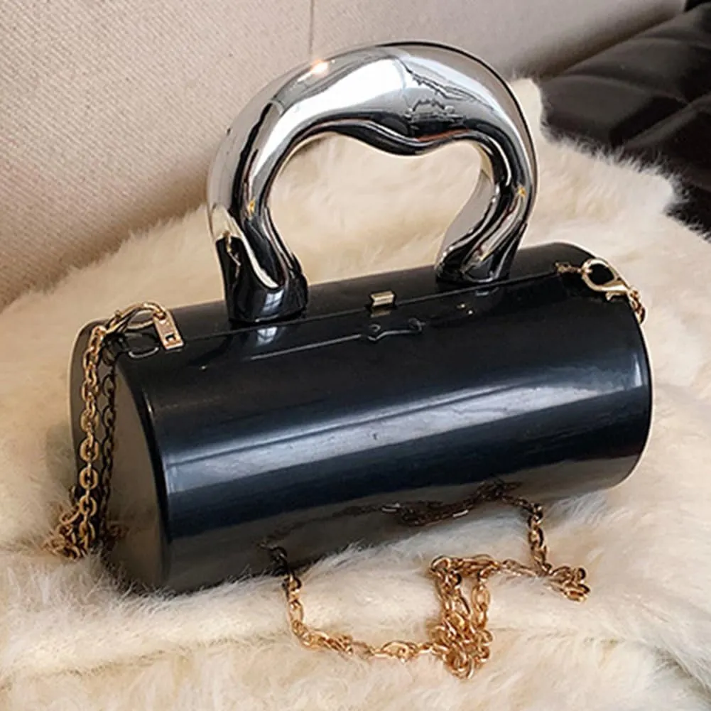 Women Acrylic Evening Barrel-Shaped Purse, Acrylic Clutch Handbag for Wedding Cocktail Party 2024