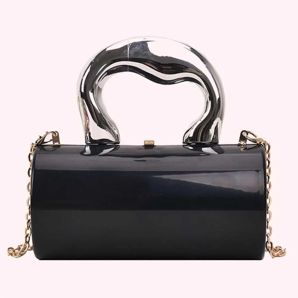 Women Acrylic Evening Barrel-Shaped Purse, Acrylic Clutch Handbag for Wedding Cocktail Party 2024