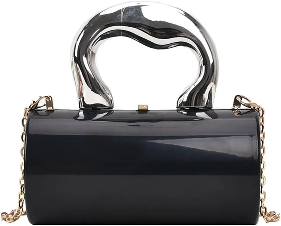 Women Acrylic Evening Barrel-Shaped Purse, Acrylic Clutch Handbag for Wedding Cocktail Party 2024