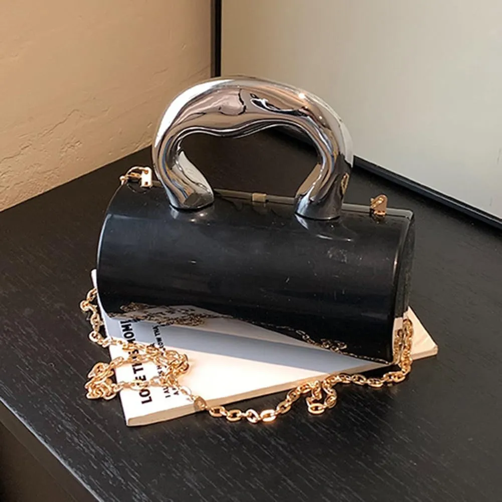 Women Acrylic Evening Barrel-Shaped Purse, Acrylic Clutch Handbag for Wedding Cocktail Party 2024