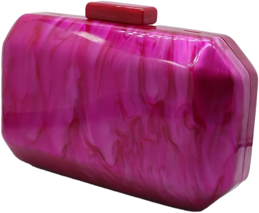 Women Acrylic Marble Handbag Shoulder Bag for Formal, Wedding, Party