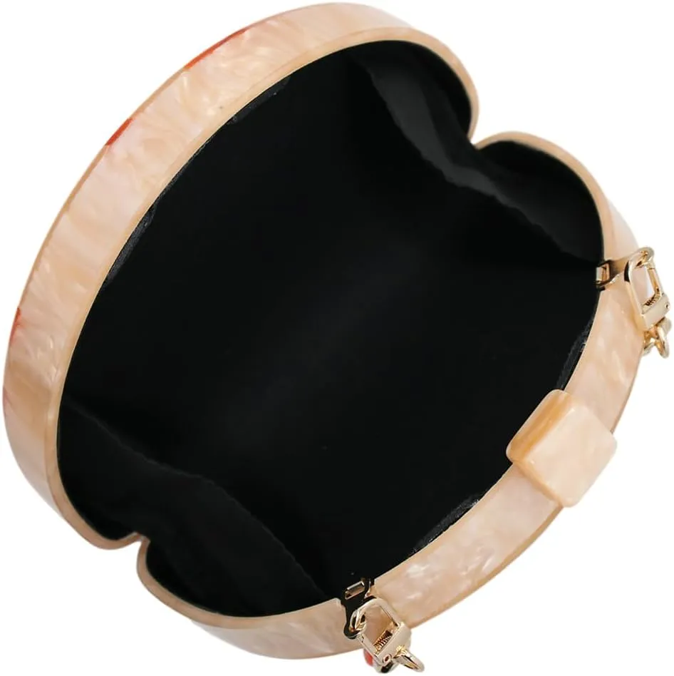 Women Acrylic Purses and Handbags Semicircle Acrylic Clutch Unique Crossbody Bag with Chain Party Evening Bag