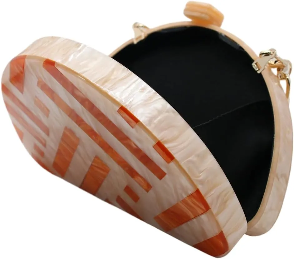 Women Acrylic Purses and Handbags Semicircle Acrylic Clutch Unique Crossbody Bag with Chain Party Evening Bag