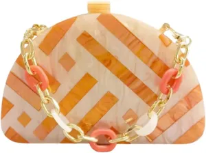 Women Acrylic Purses and Handbags Semicircle Acrylic Clutch Unique Crossbody Bag with Chain Party Evening Bag
