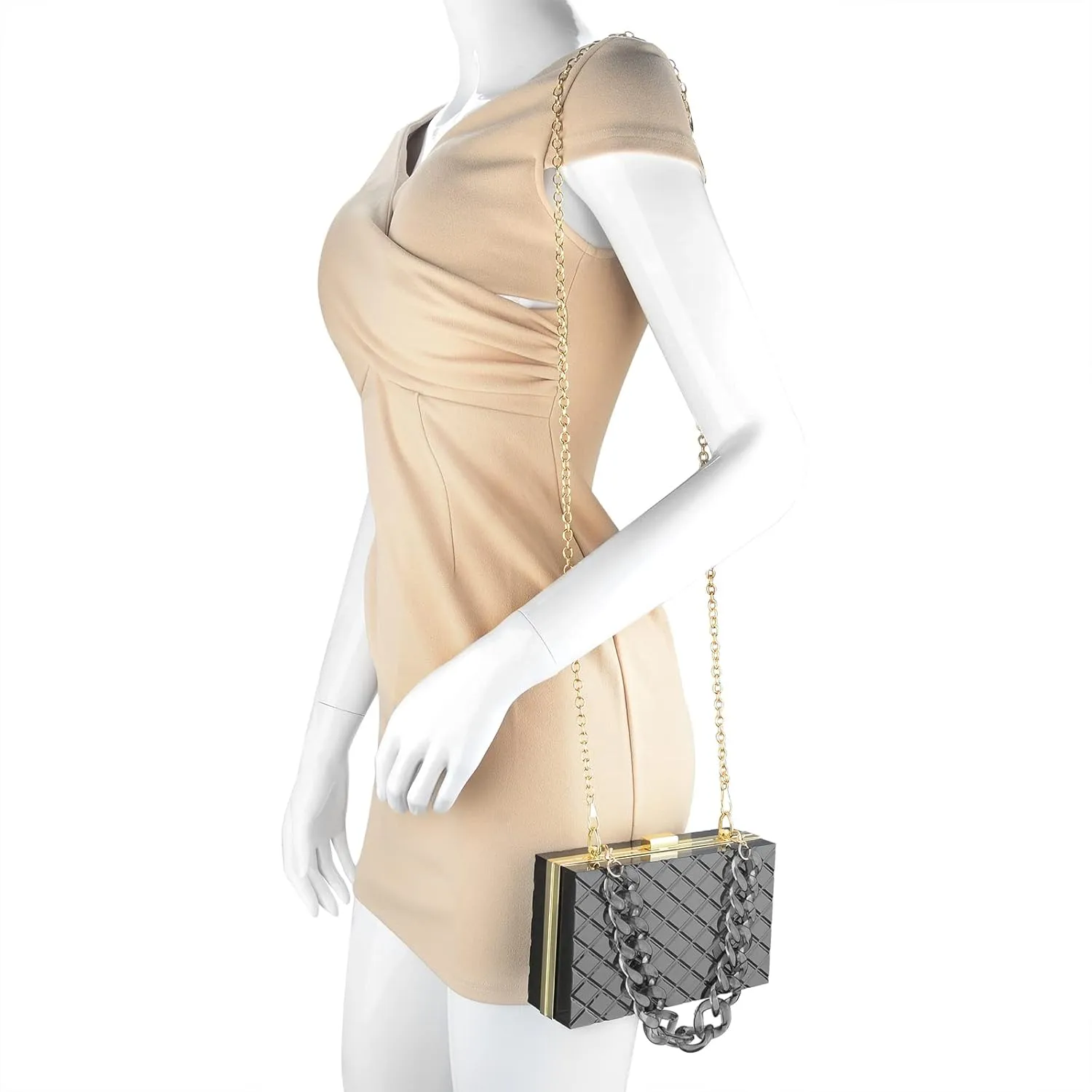 Women Clear Purse, Acrylic Evening Clutch Bag, Transparent Crossbody Shoulder Handle Handbag Fits School Prom & Concerts