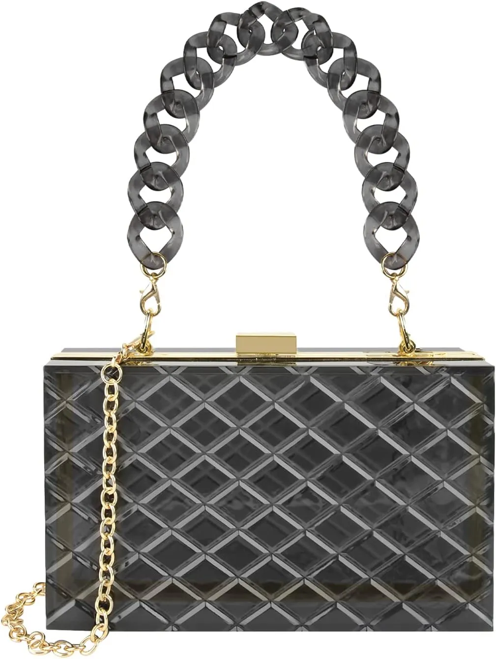 Women Clear Purse, Acrylic Evening Clutch Bag, Transparent Crossbody Shoulder Handle Handbag Fits School Prom & Concerts