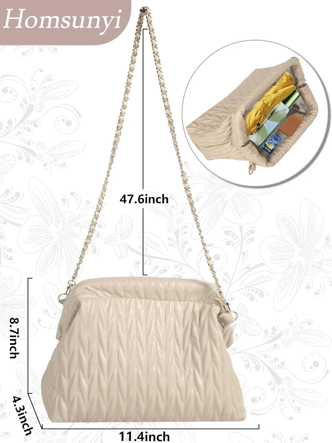 Women Clutch Bag Women's Evening Handbag Pleated PU Clutch Purse Quilted Handbags for Women Wedding Cocktail Party
