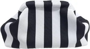 Women Colorblock Dumpling Clutch - Contrast Color Knitting Casual Summer Beach Bag