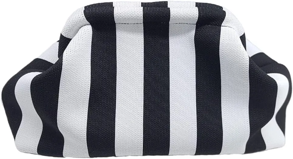 Women Colorblock Dumpling Clutch - Contrast Color Knitting Casual Summer Beach Bag