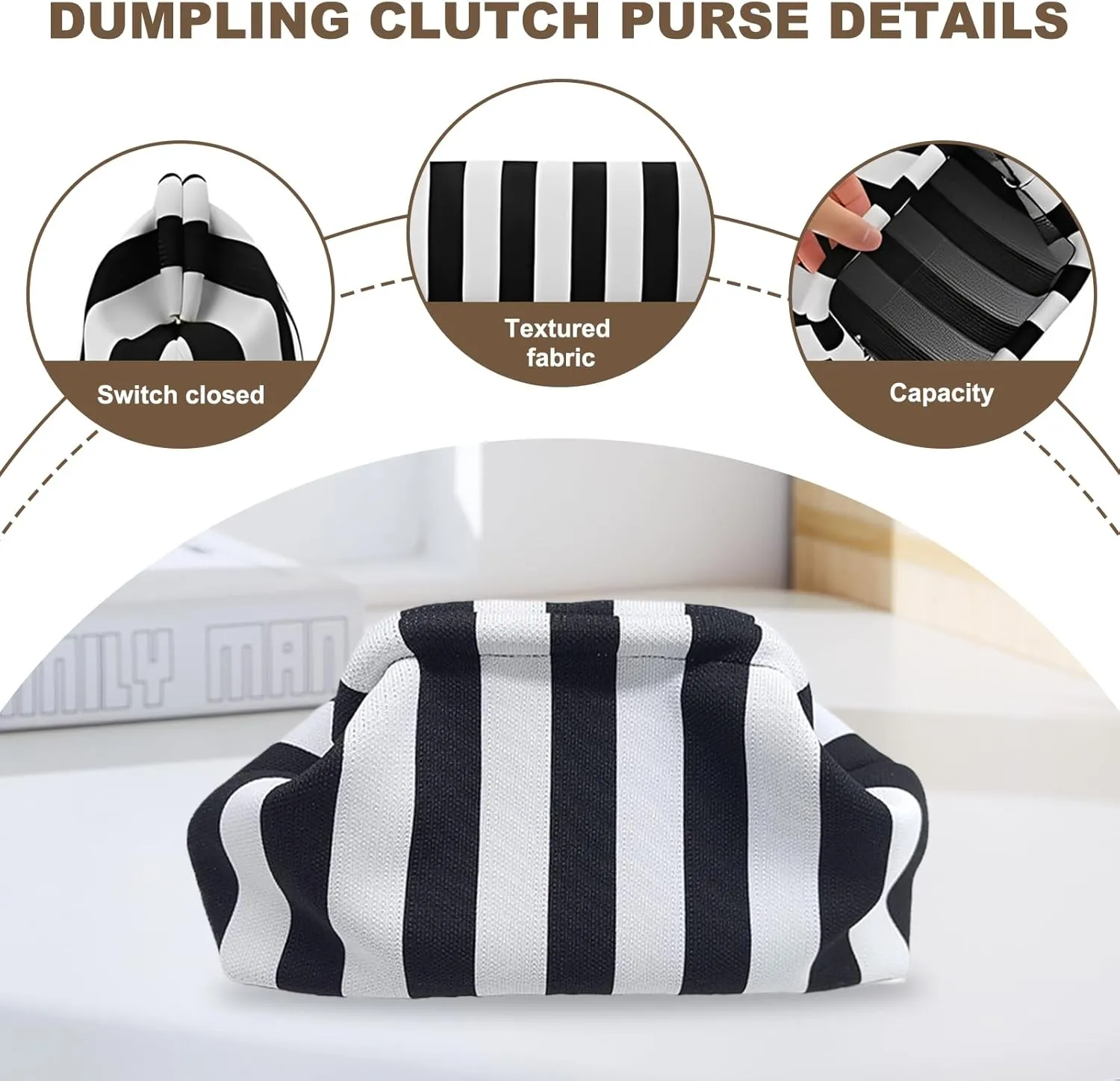 Women Colorblock Dumpling Clutch - Contrast Color Knitting Casual Summer Beach Bag