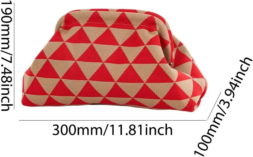 Women Colorblock Dumpling Clutch - Contrast Color Knitting Casual Summer Beach Bag