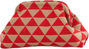 Women Colorblock Dumpling Clutch - Contrast Color Knitting Casual Summer Beach Bag