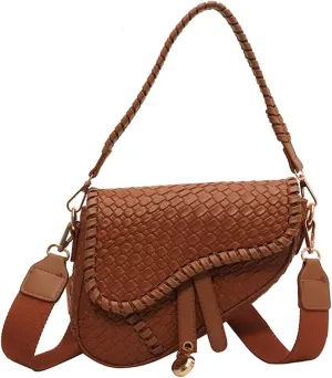 Women Cow Print Saddle Shoulder Bag Clutch Purse Underarm Handbag Satchel Zipper Crossbody Bag