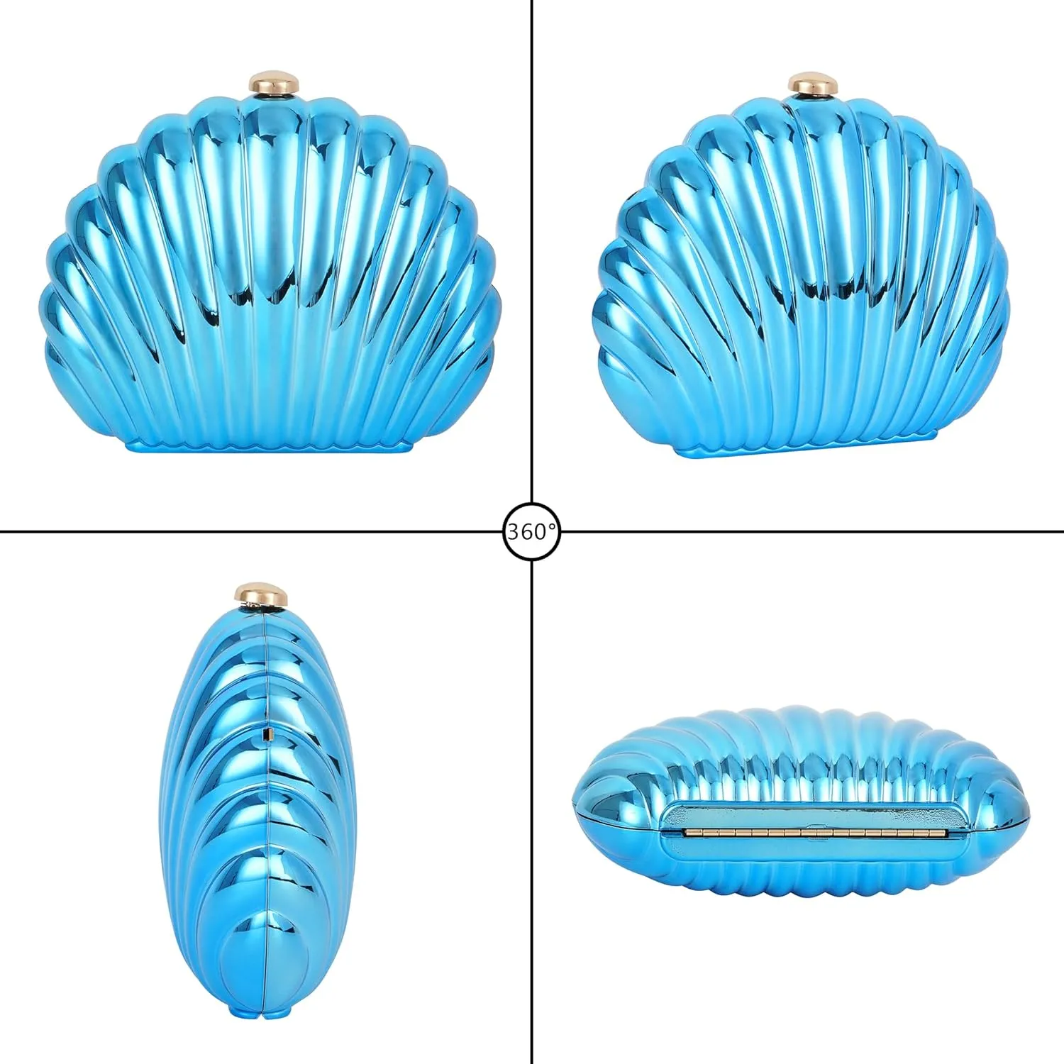 Women Evening Bag Acrylic Clutch Purse Shell Shape Shoulder Cross-body Bag Chain Box Bag