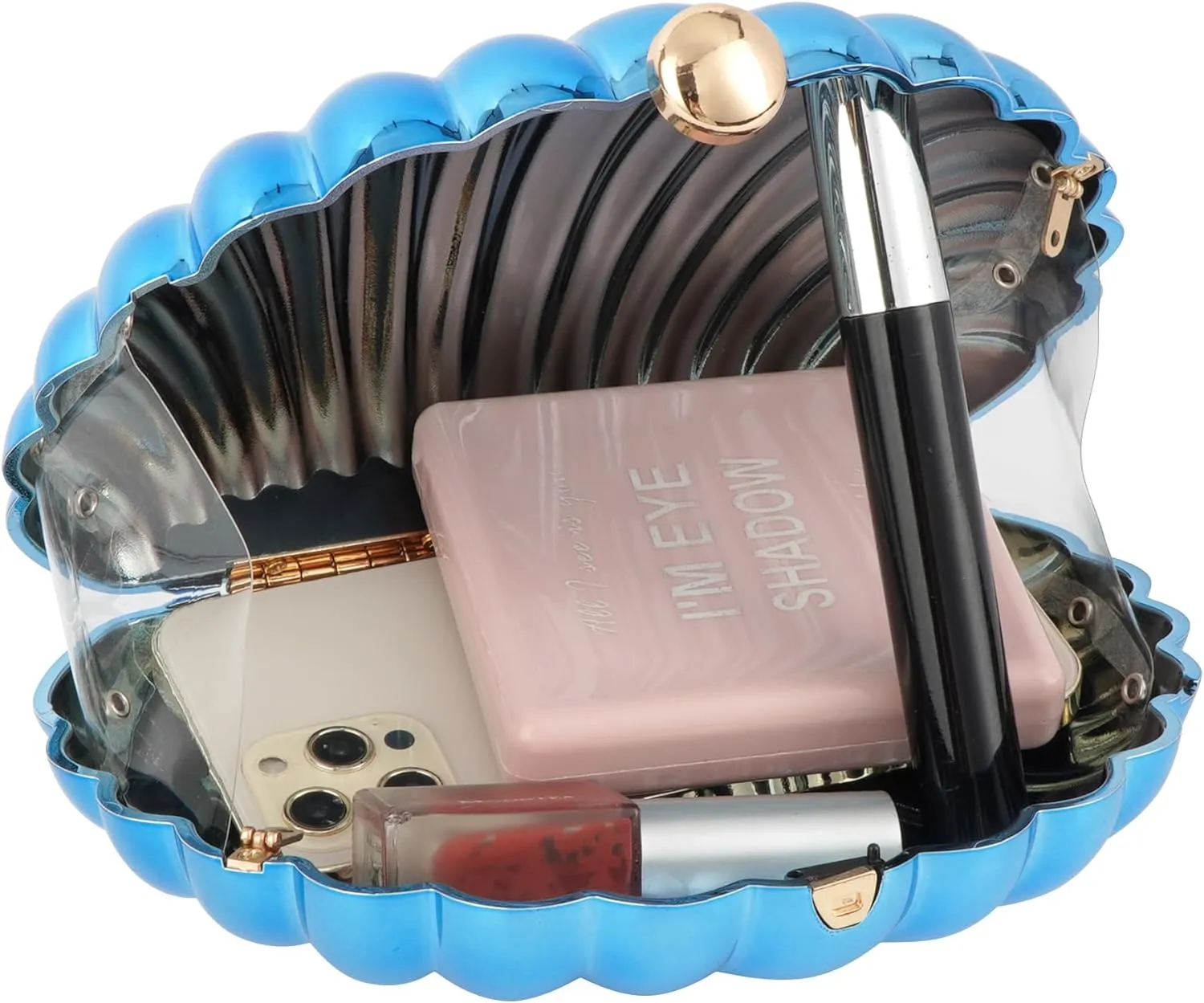 Women Evening Bag Acrylic Clutch Purse Shell Shape Shoulder Cross-body Bag Chain Box Bag