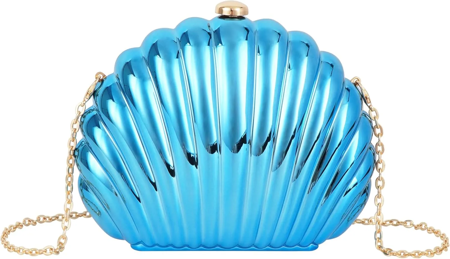 Women Evening Bag Acrylic Clutch Purse Shell Shape Shoulder Cross-body Bag Chain Box Bag