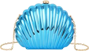 Women Evening Bag Acrylic Clutch Purse Shell Shape Shoulder Cross-body Bag Chain Box Bag