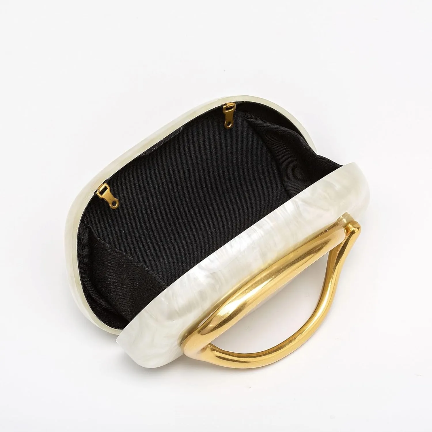 Women Evening Clutch Purse Metal Handle Acrylic Purse Unique Shoulder Bag Causal Handbags for Bride Party Wedding