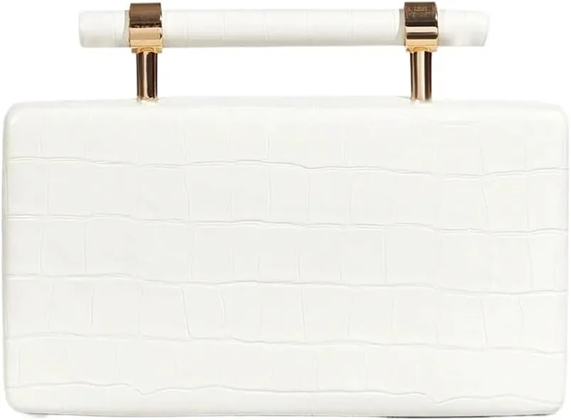 Women Faux Leather Evening Bag Stylish Gripe Clutch Handbag PU Shoulder Crossbody Bag for Party Formal Casual