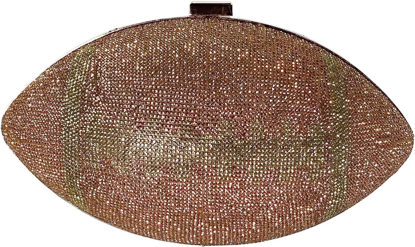 Women Football Shape Rhinestone Evening Clutch Purse Bling Glitter Wedding Party Handbags