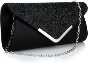 Women Glitter Sequins Envelope Evening Bag Handbag Party Bridal Clutch Purse