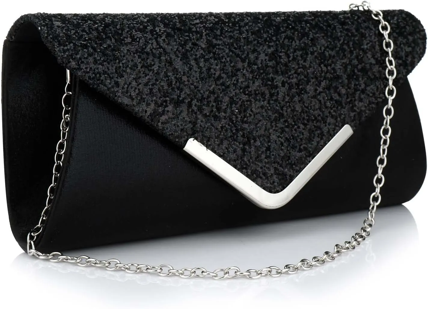 Women Glitter Sequins Envelope Evening Bag Handbag Party Bridal Clutch Purse