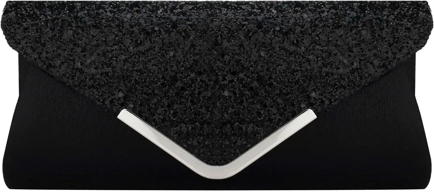 Women Glitter Sequins Envelope Evening Bag Handbag Party Bridal Clutch Purse