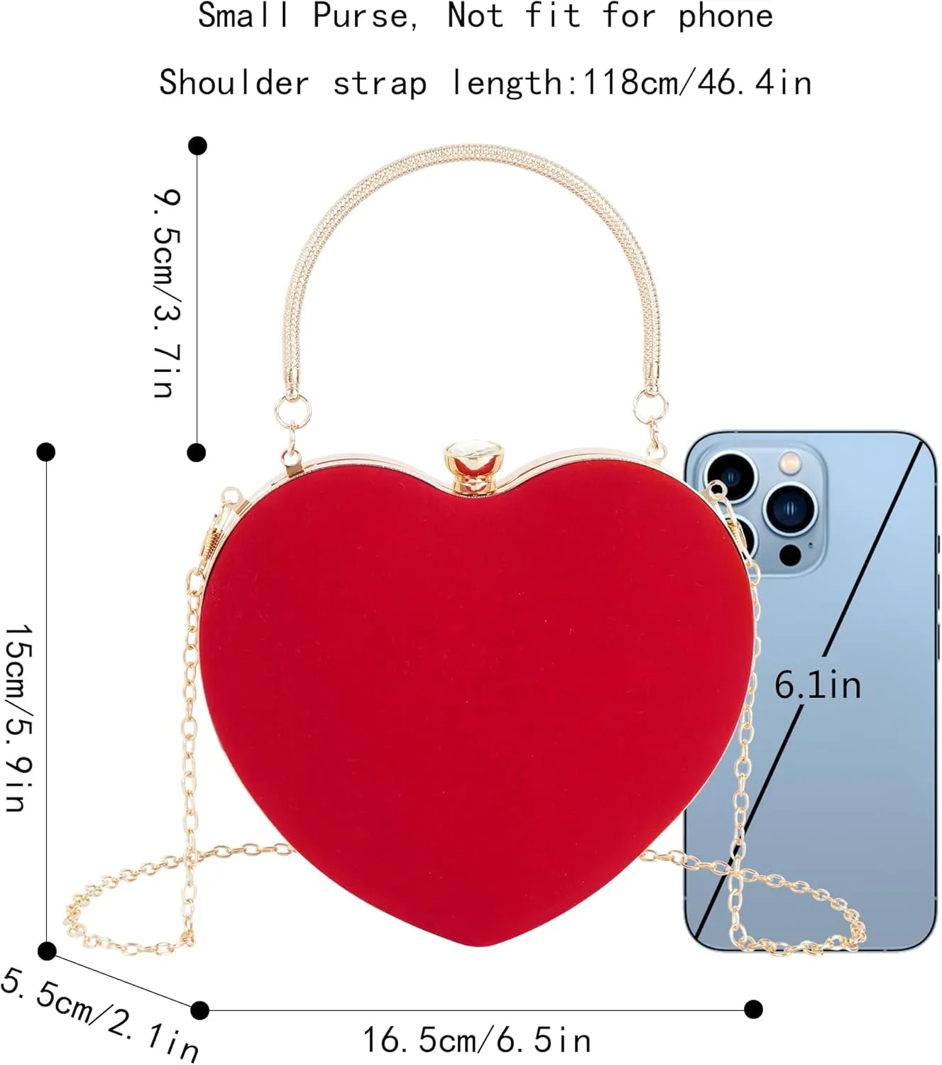 Women Heart Shaped Clutch Handbag Wedding Party Evening Bag Mini Chain Purse Cocktail Prom Tote Shoulder Bag