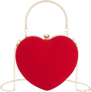 Women Heart Shaped Clutch Handbag Wedding Party Evening Bag Mini Chain Purse Cocktail Prom Tote Shoulder Bag
