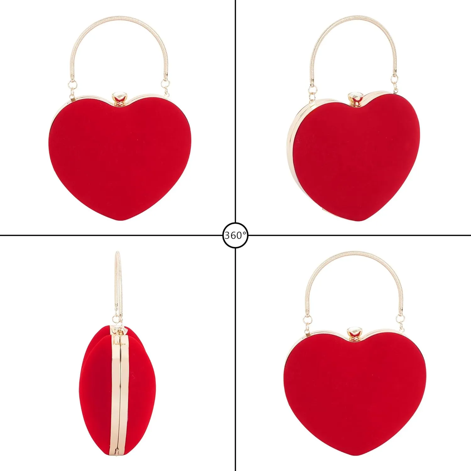 Women Heart Shaped Clutch Handbag Wedding Party Evening Bag Mini Chain Purse Cocktail Prom Tote Shoulder Bag