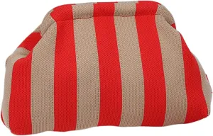 Women Knitted Clutch Purse Contrast Color Knit Stripe Purse Knitting Dumpling Clutch Woven Bag for Female
