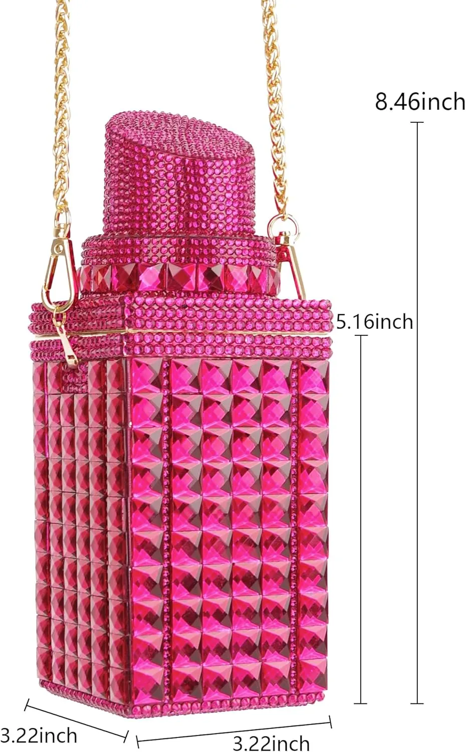 Women Lipstick Shape Inlaid Rhinestone Crystal Glitter Evening Bags Purses Clutch Sparkly Banquet Handbag