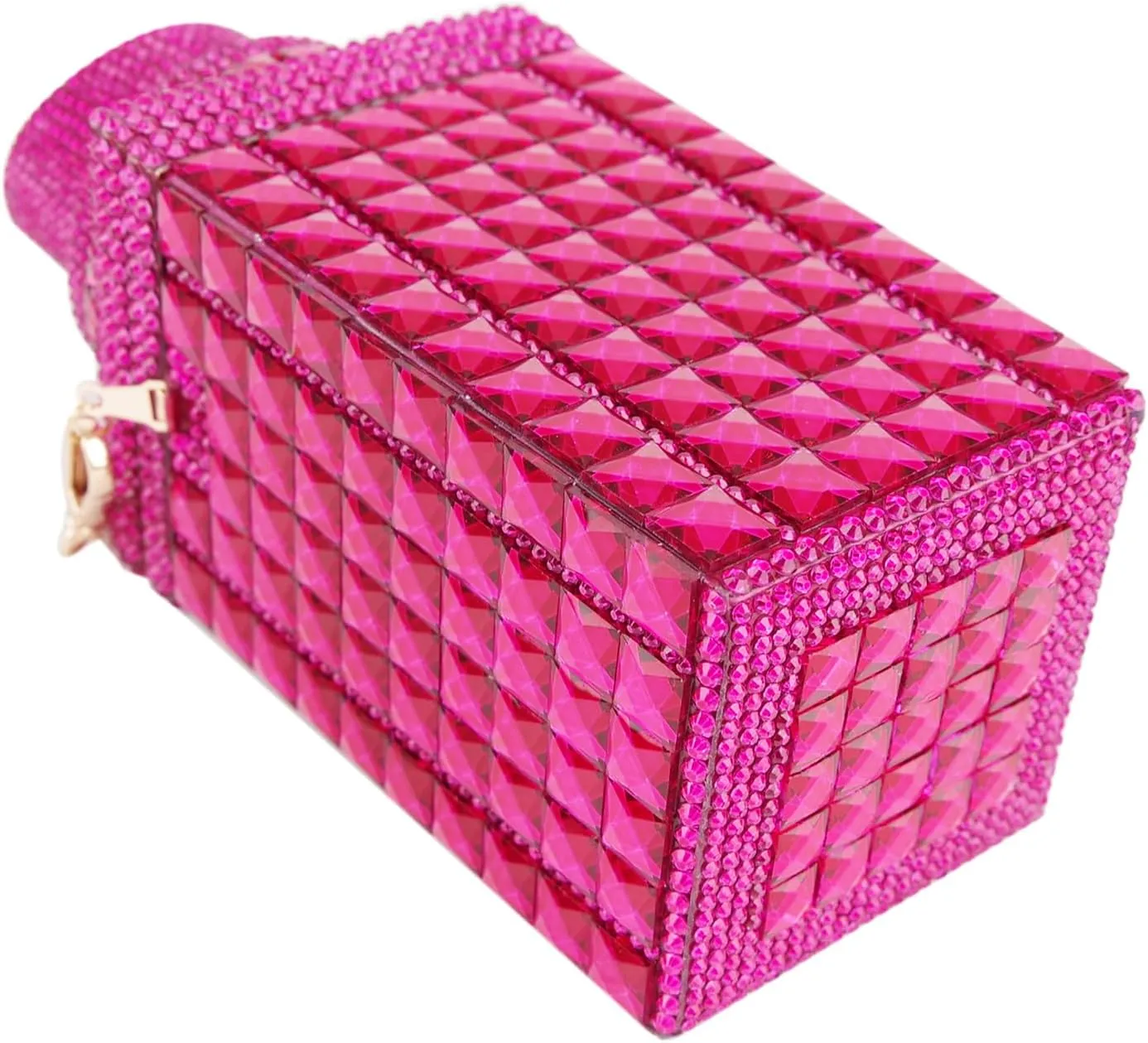 Women Lipstick Shape Inlaid Rhinestone Crystal Glitter Evening Bags Purses Clutch Sparkly Banquet Handbag