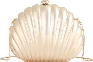 Women Mini Seashell Evening Clutch Handbag Chain Strap Cross-body Bag