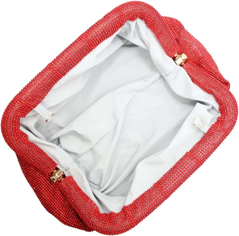 Women Rhinestone Clutch Purse Diamond Evening Bag Chain Handbag Ladies Dumpling Bag Wedding Party Purse